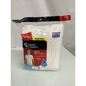6 Men's Hanes Tagless Cotton Crew Neck Tee-Shirts XXL 50-52 New